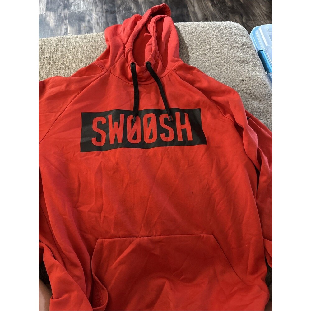 Excellent NIKE Dri-Fit Red Swoosh Hoodie Mens Size Large